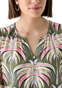 Women's Button Front Peasant Blouse