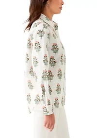 Women's Button Front Printed Shirt