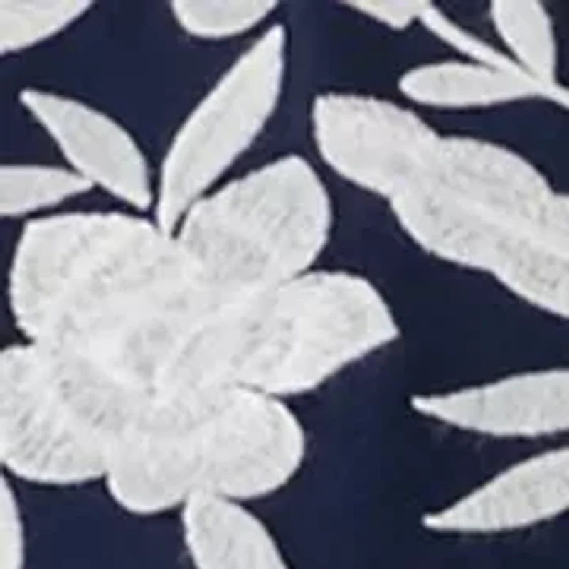 Women's Short Flutter Sleeve Embroidered Top