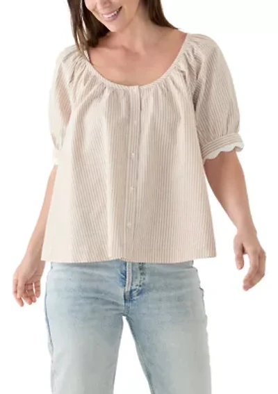 Women's Short Sleeve Scalloped Top