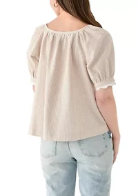 Women's Short Sleeve Scalloped Top