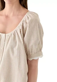 Women's Short Sleeve Scalloped Top