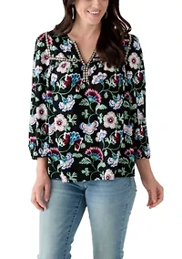 Women's 3/4 Sleeve Split Neck Top