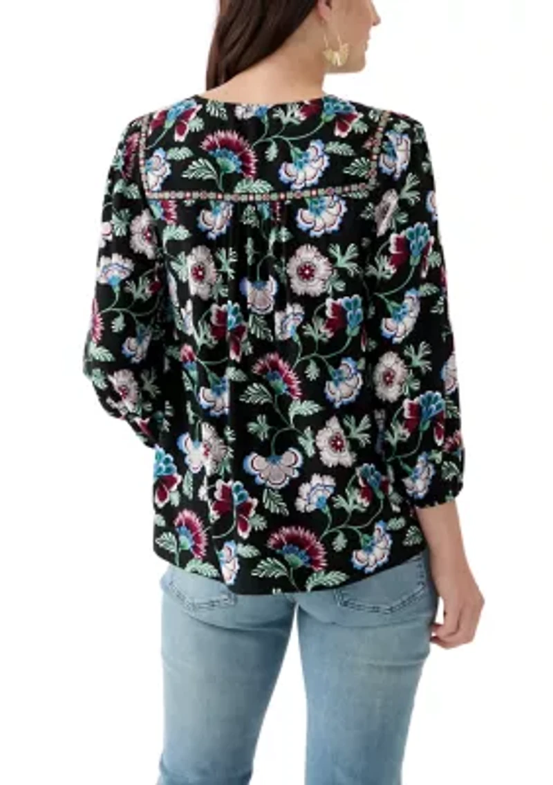 Women's 3/4 Sleeve Split Neck Top