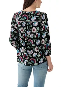 Women's 3/4 Sleeve Split Neck Top