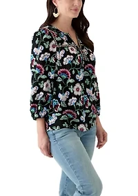 Women's 3/4 Sleeve Split Neck Top
