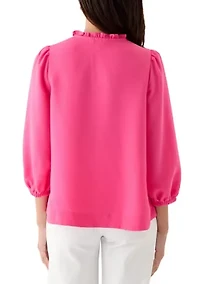 Women's Ruffle Shirred Shoulder Peasant Blouse