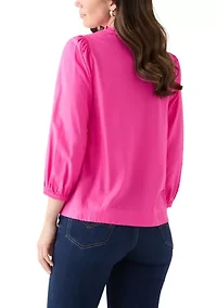 Women's Ruffle Shirred Shoulder Peasant Blouse