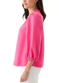 Women's Ruffle Shirred Shoulder Peasant Blouse
