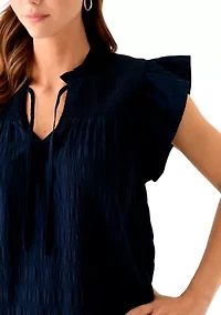 Women's Flutter Sleeve Split Neck Top