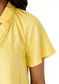Women's Short Flutter Sleeve Peasant Top