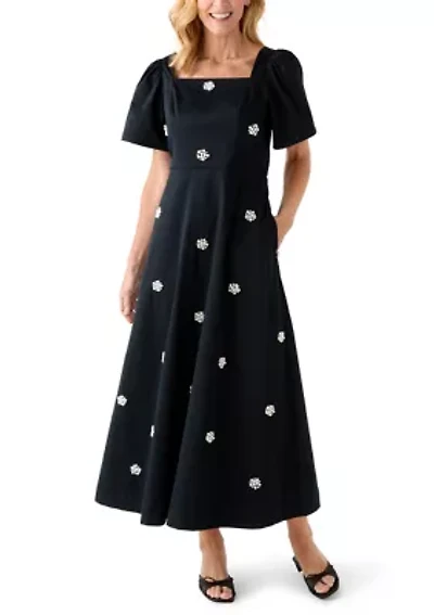 Women's Long Sleeve Embellished Midi Dress