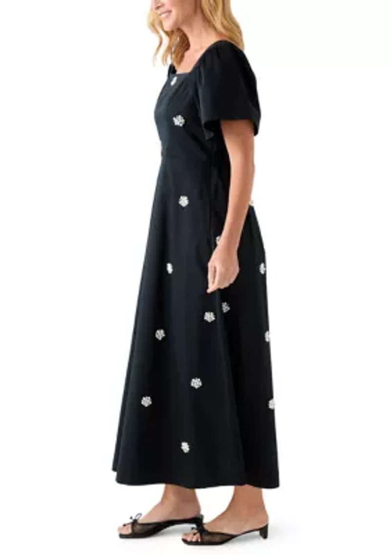 Women's Long Sleeve Embellished Midi Dress