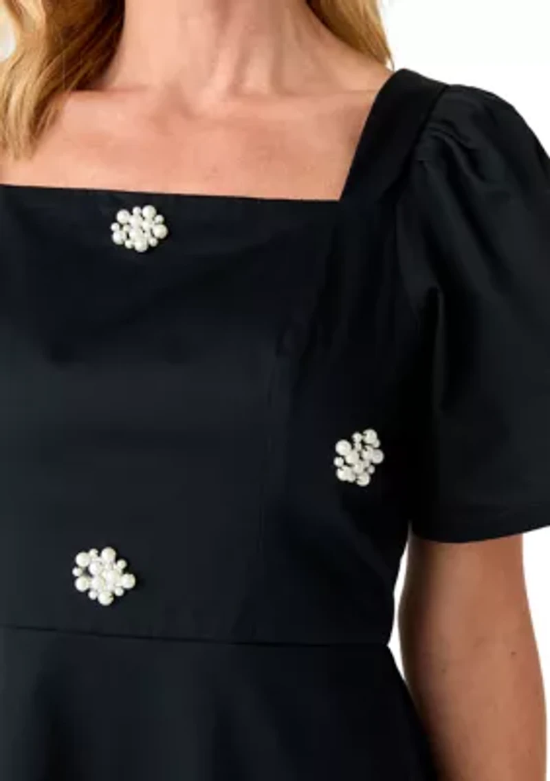 Women's Long Sleeve Embellished Midi Dress