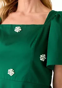 Women's Long Sleeve Embellished Midi Dress