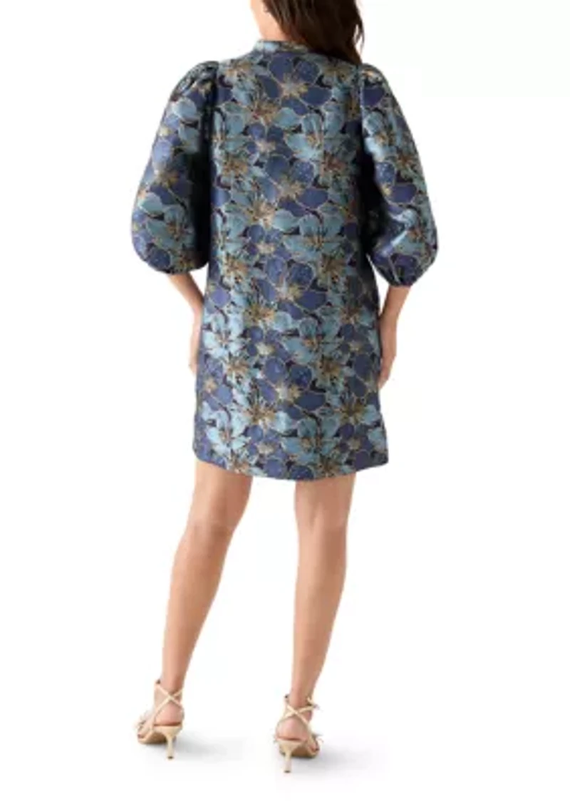 Women's 3/4 Puff Sleeve Jacquard Dress