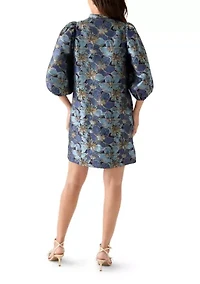 Women's 3/4 Puff Sleeve Jacquard Dress
