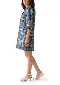 Women's 3/4 Puff Sleeve Jacquard Dress