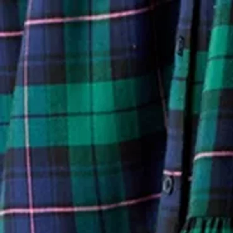 Women's Long Sleeve Plaid Boyfriend Dress