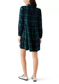 Women's Long Sleeve Plaid Boyfriend Dress