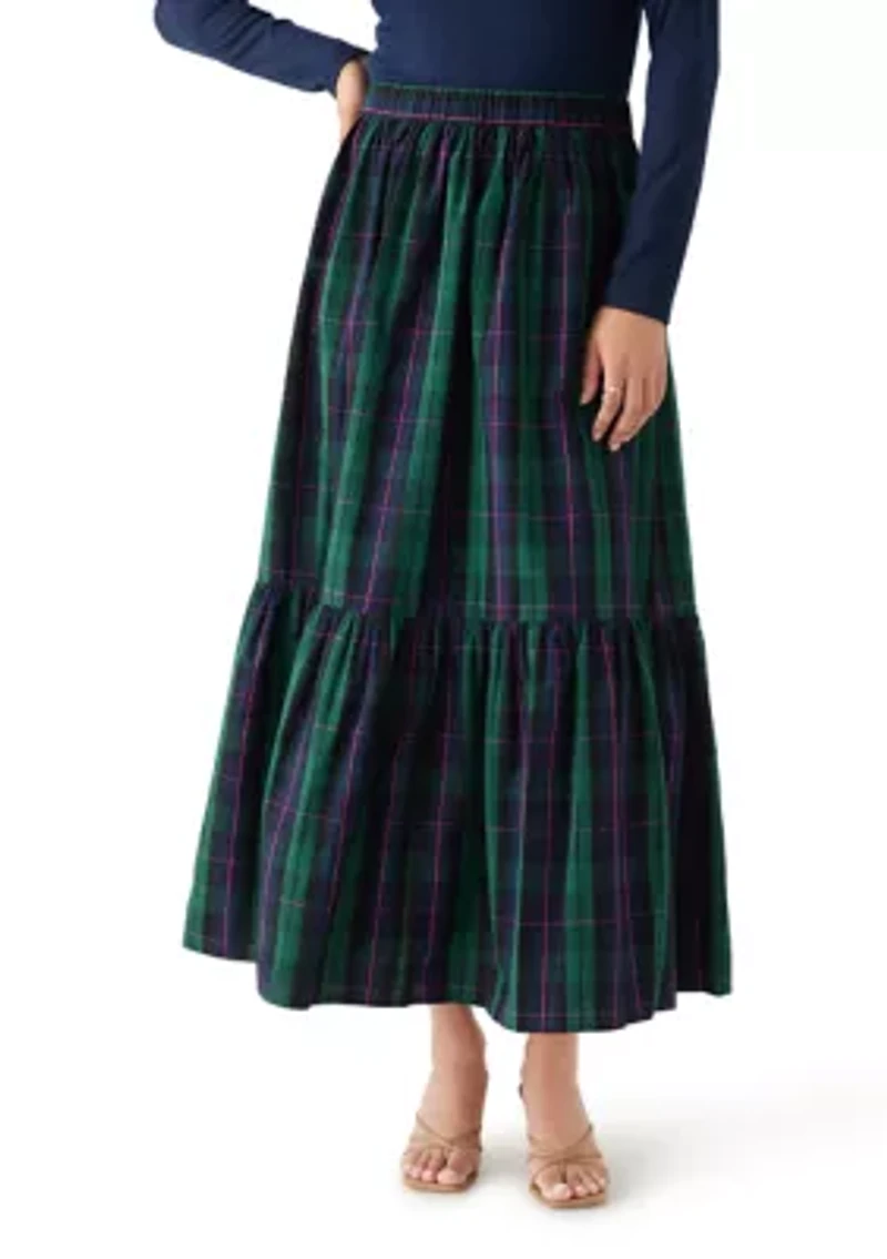 Women's Yarn Dyed Shirred Maxi Skirt