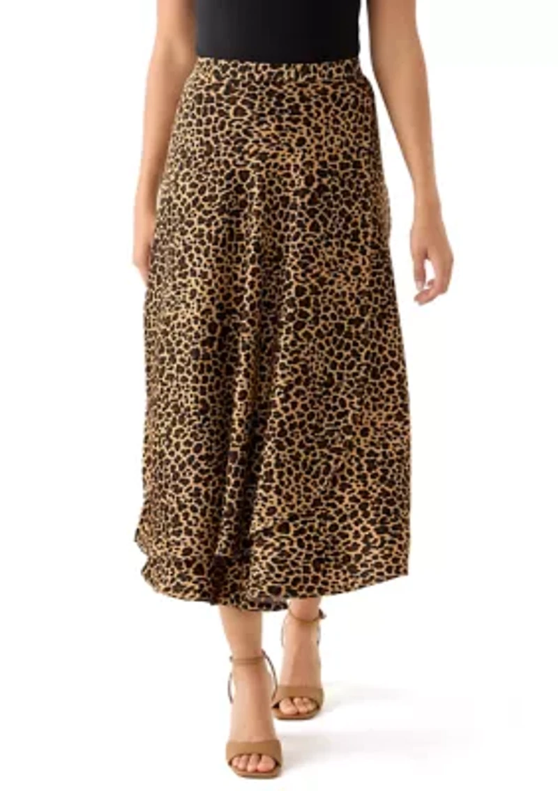 Women's Satin Printed Midi Skirt