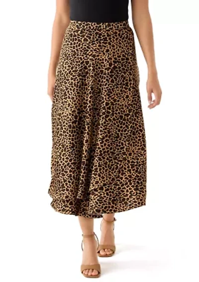 Women's Satin Printed Midi Skirt