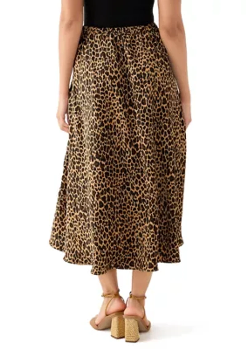 Women's Satin Printed Midi Skirt