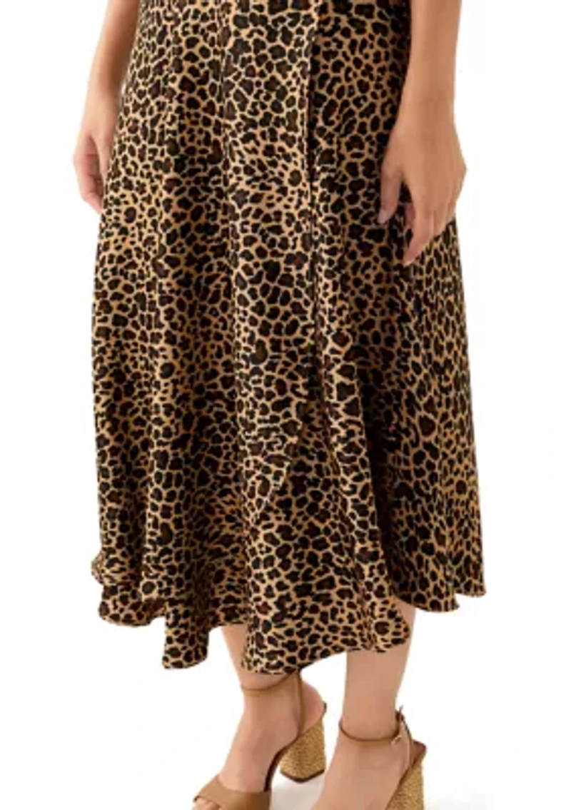 Women's Satin Printed Midi Skirt