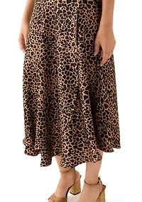 Women's Satin Printed Midi Skirt