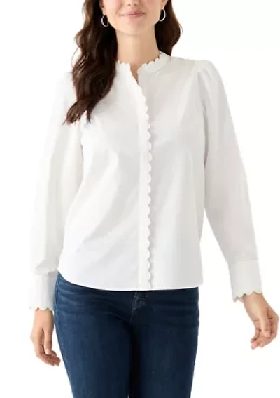 Women's Long Puff Sleeve Button Down Top