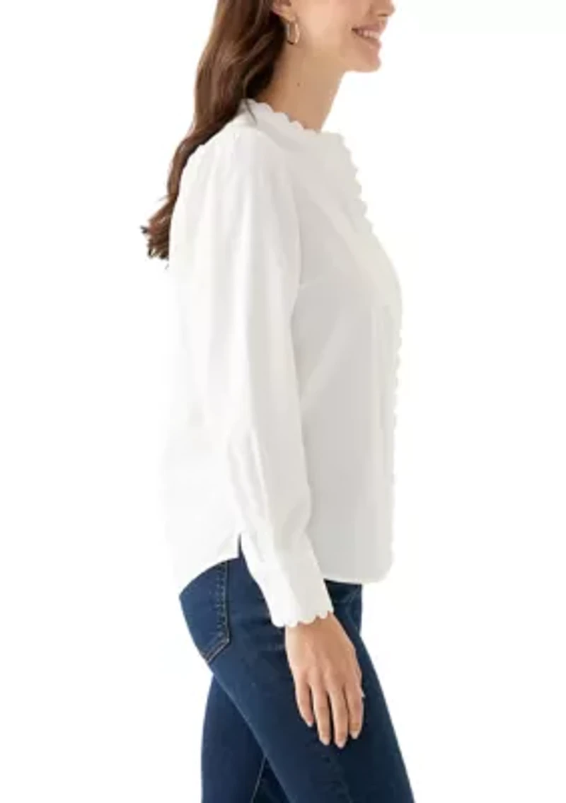 Women's Long Puff Sleeve Button Down Top