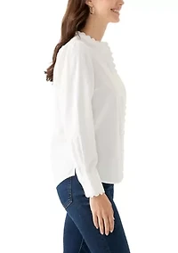 Women's Long Puff Sleeve Button Down Top