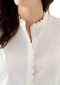Women's Long Puff Sleeve Button Down Top