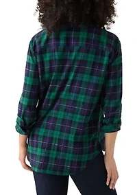 Women's Long Sleeve Flannel Button Front Shirt