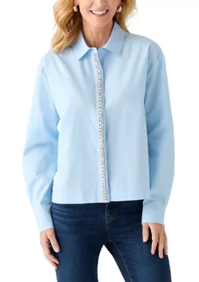 Women's Embellished Button Up Top