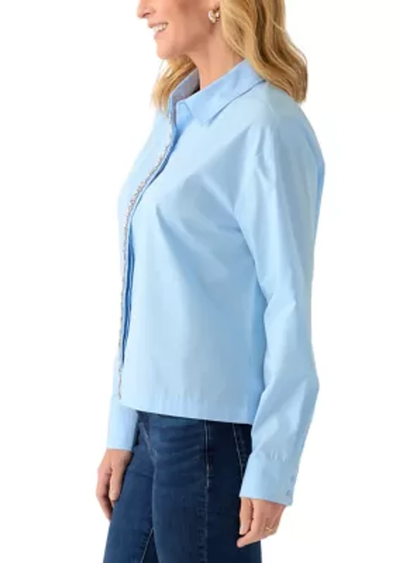 Women's Embellished Button Up Top