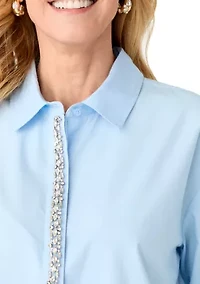 Women's Embellished Button Up Top