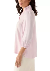 Women's 3/4 Sleeve Ruffle Neck Top
