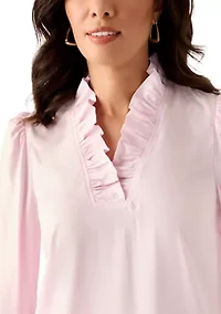 Women's 3/4 Sleeve Ruffle Neck Top
