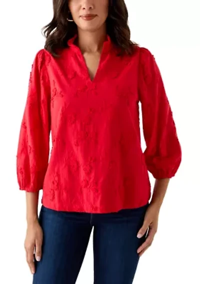 Women's 3/4 Ruffle Neck Top