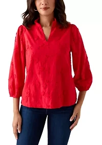Women's 3/4 Ruffle Neck Top