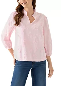Women's 3/4 Ruffle Neck Top