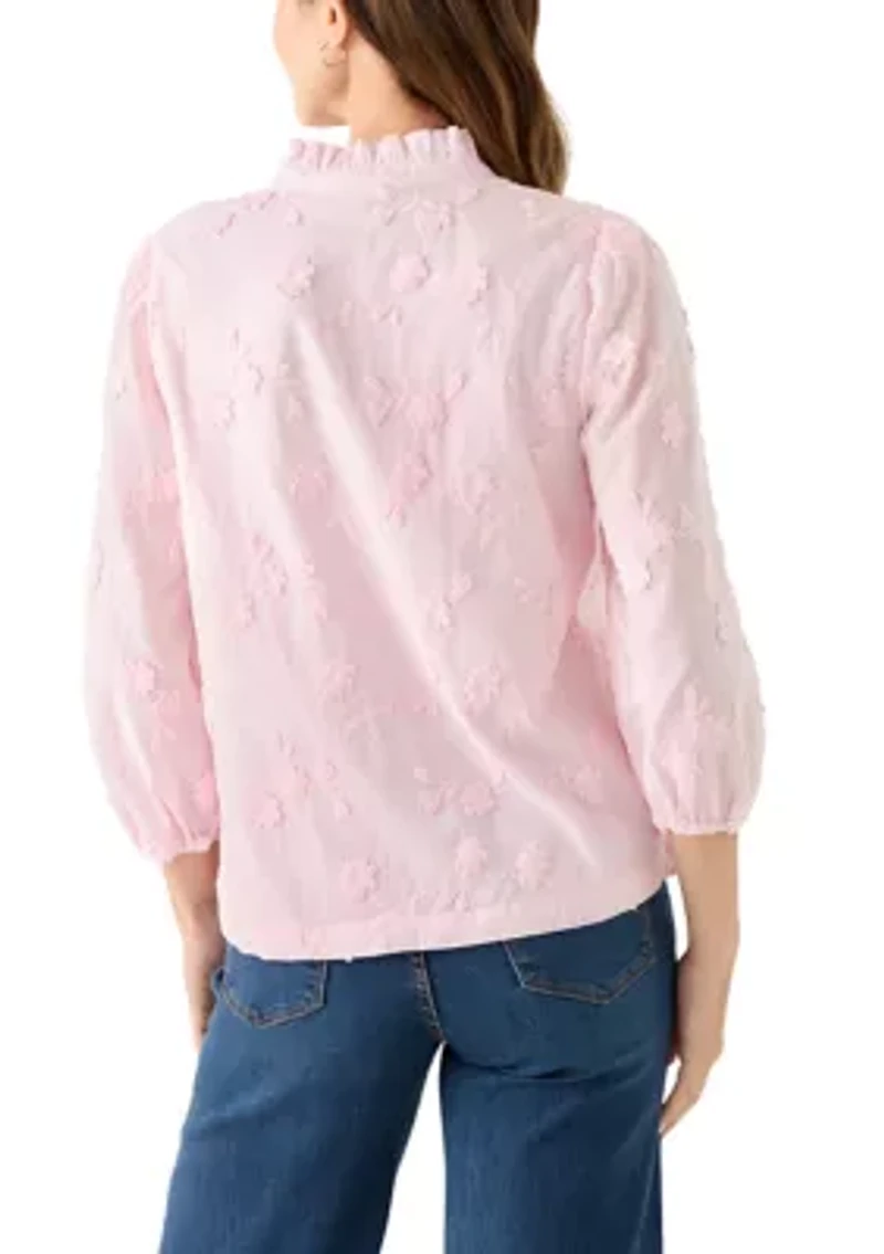 Women's 3/4 Ruffle Neck Top