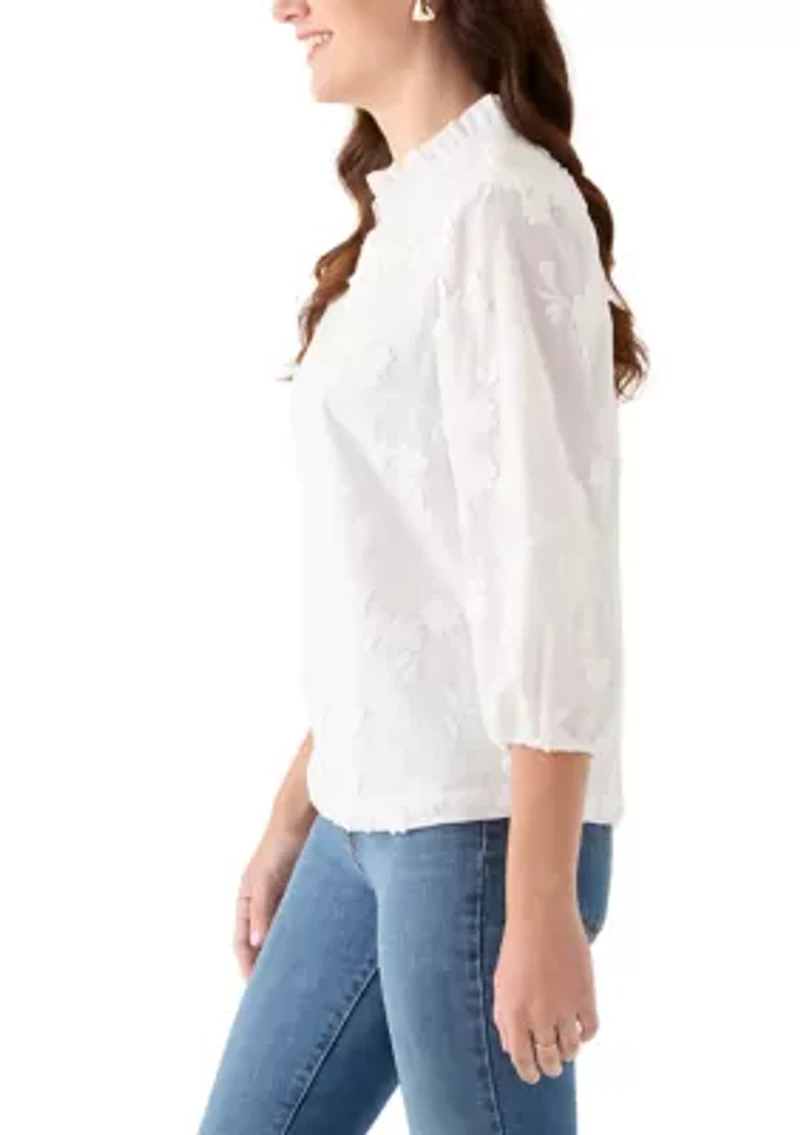 Women's 3/4 Ruffle Neck Top