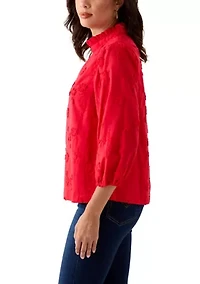 Women's 3/4 Ruffle Neck Top