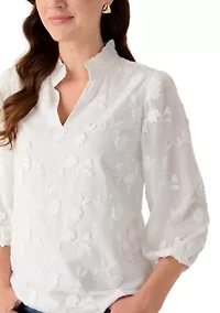Women's 3/4 Ruffle Neck Top