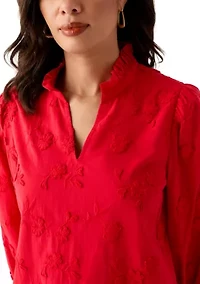 Women's 3/4 Ruffle Neck Top