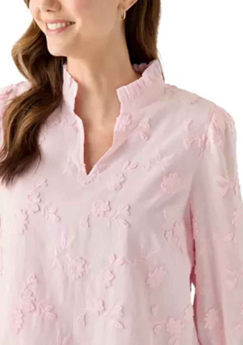 Women's 3/4 Ruffle Neck Top