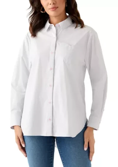 Long Sleeve Tunic Button Up Shirt